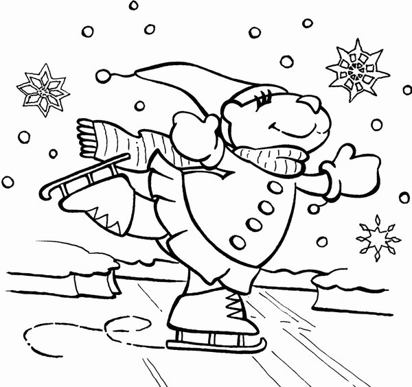 Oso Patinador De Invierno coloring page for children