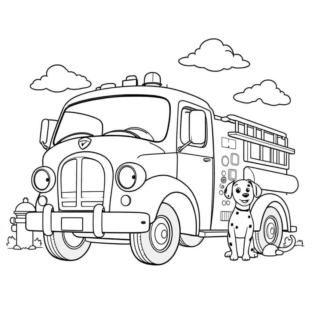 Feuille de coloriage gratuite dessin de vieux camion de pompiers Feuille de coloriage pour enfants
