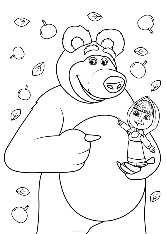 Ours Tenant Masha coloring page for children