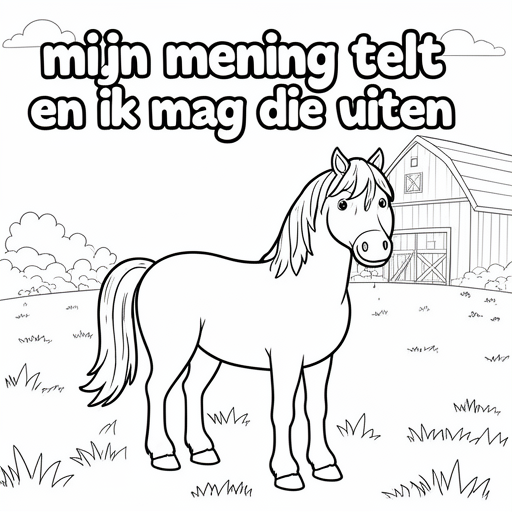 paard met achtergrond kleurplaat voor kinderen