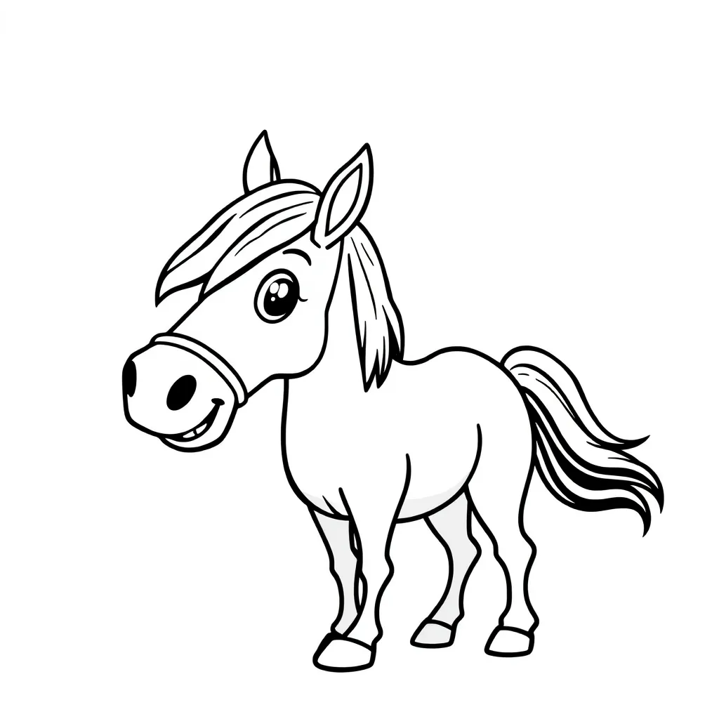 Plantilla de colorear gratis Potro de granja Naturaleza Creativa Plantilla de colorear para