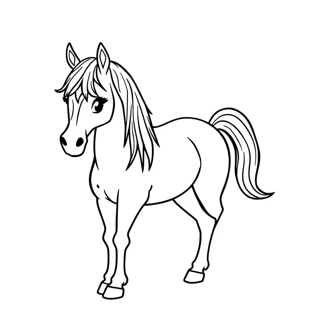 Paard Veulen Boerderij Natuur Creatief coloring page for children