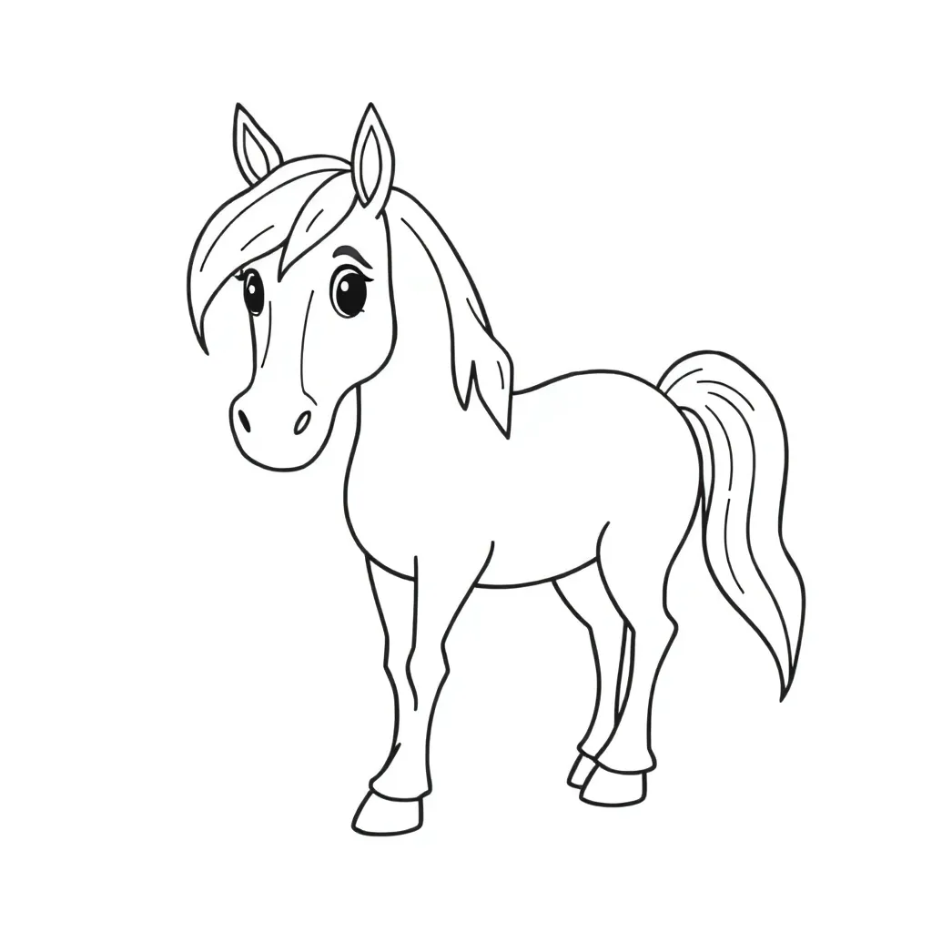 Paard Veulen Boerderij Natuur Creatief coloring page for children