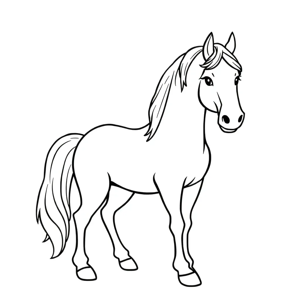 Paard Veulen Boerderij Natuur Creatief coloring page for children