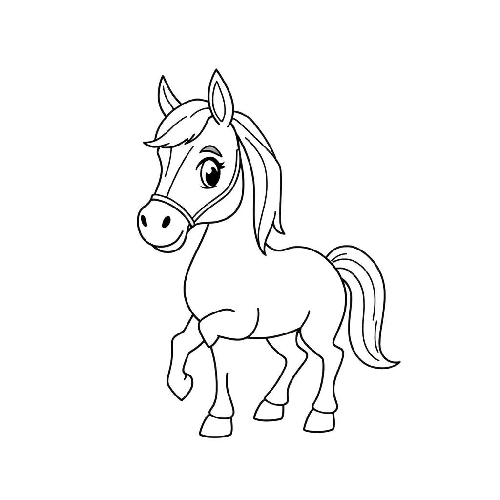 Paard Veulen Boerderij Natuur Creatief coloring page for children