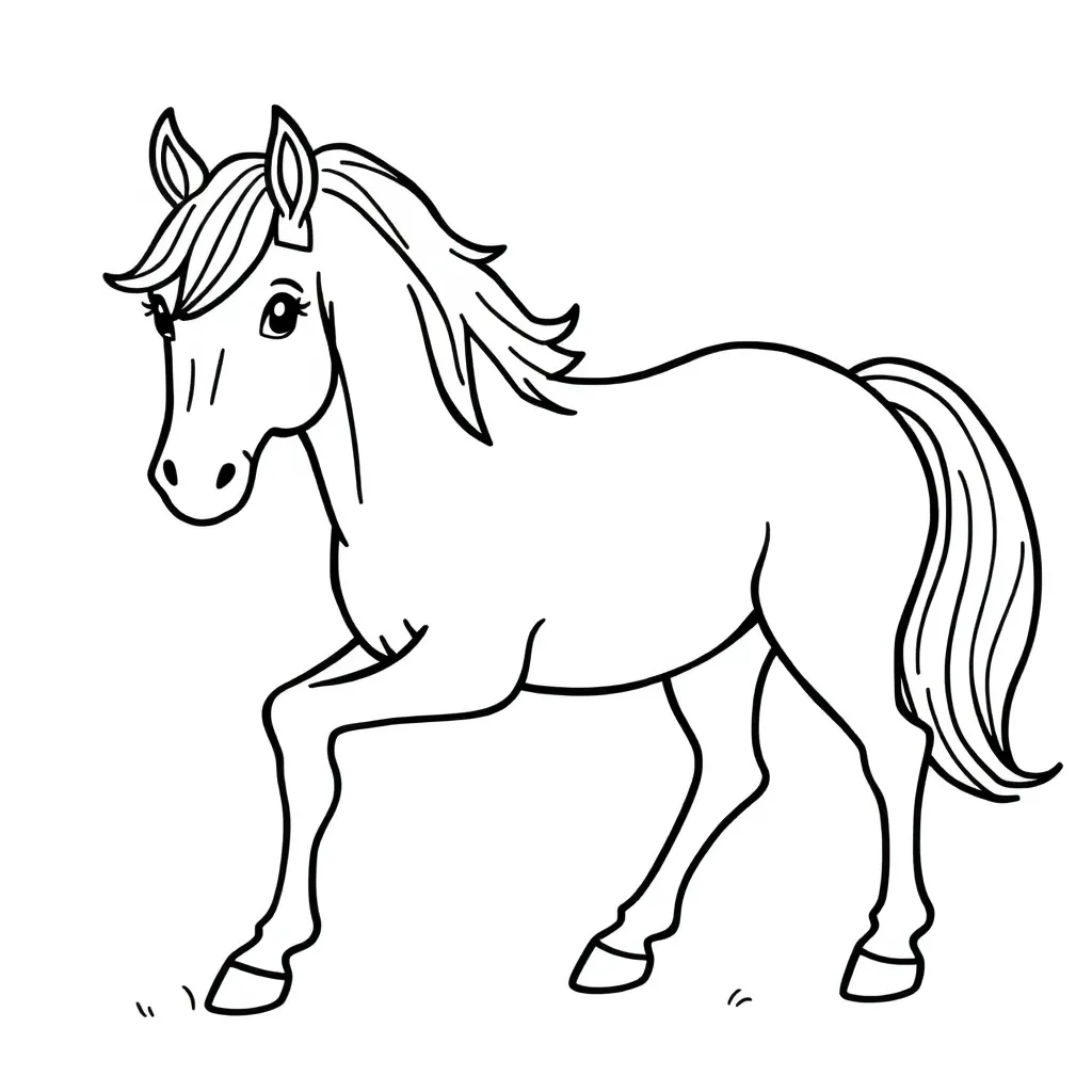 Paard Veulen Boerderij Natuur Creatief coloring page for children