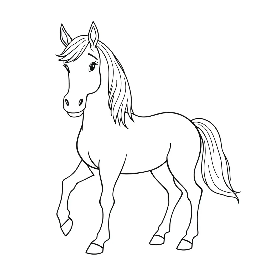 Paard Veulen Boerderij Natuur Creatief coloring page for children