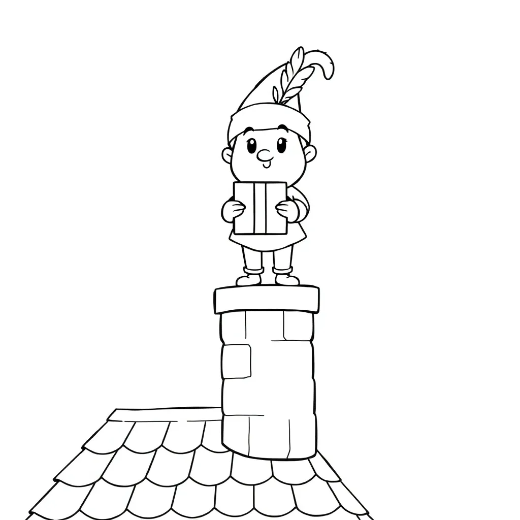 Pakjespiet Op Het Dak coloring page for children