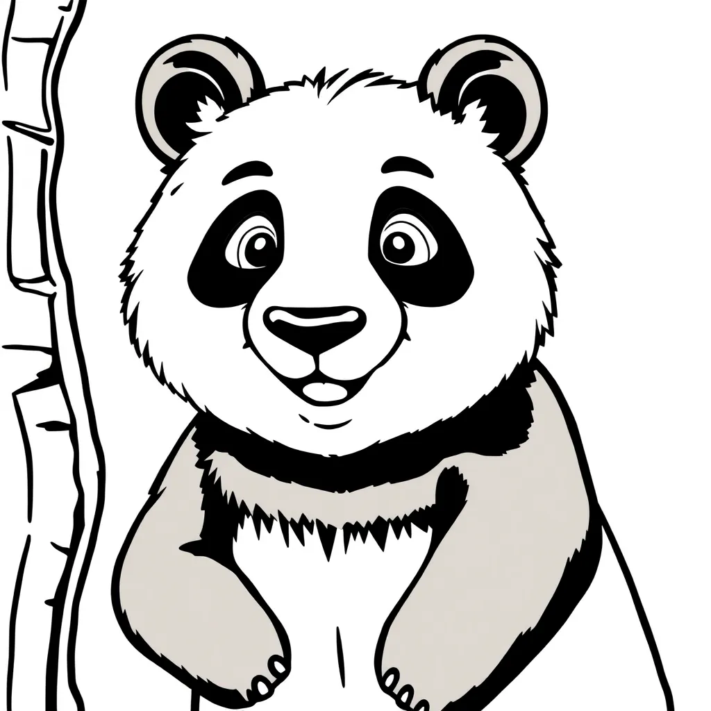Panda Beer Schattig Natuur Zwart Wit coloring page for children