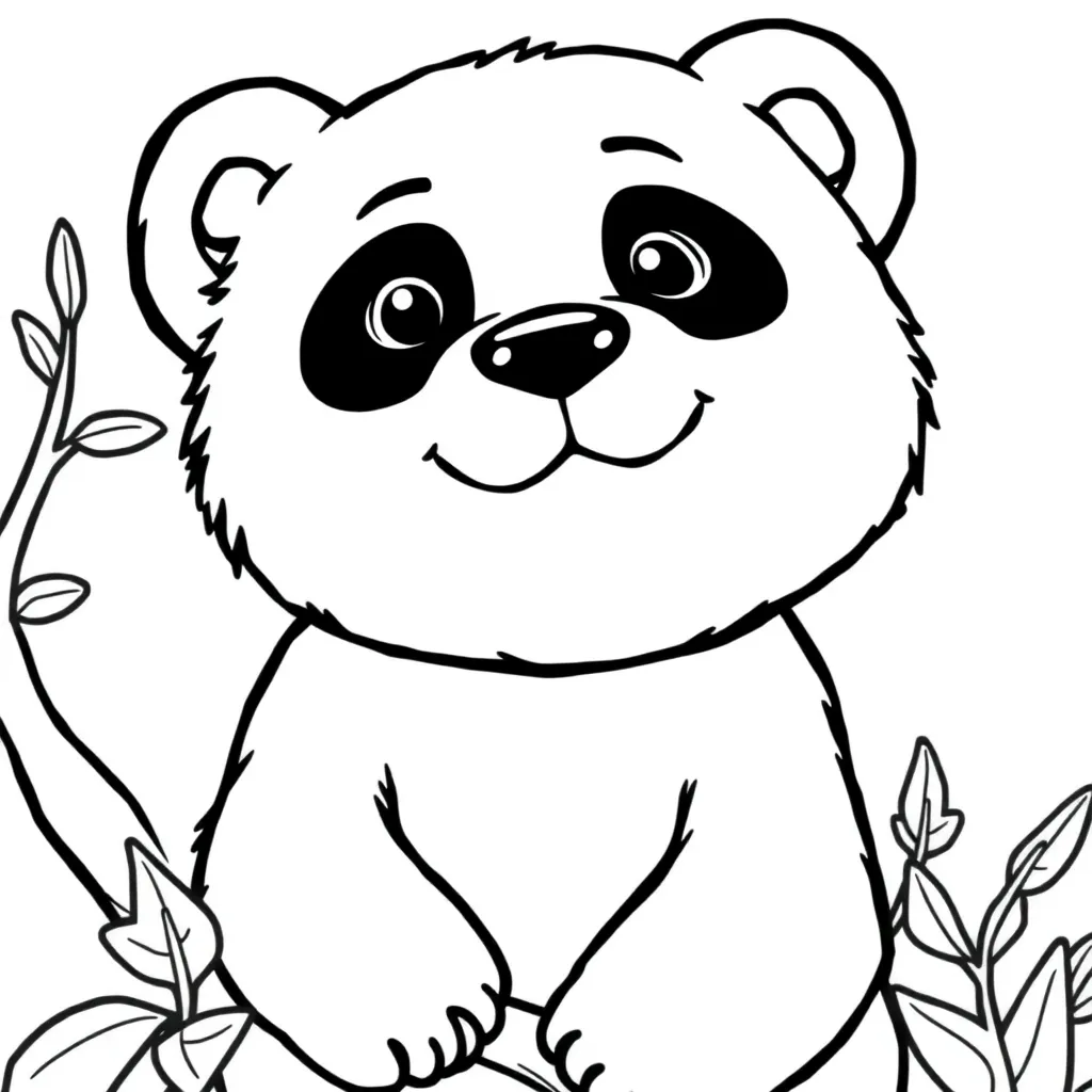 Feuille de coloriage Panda gratuit Adorable Noir et blanc Nature Feuille de coloriage pour