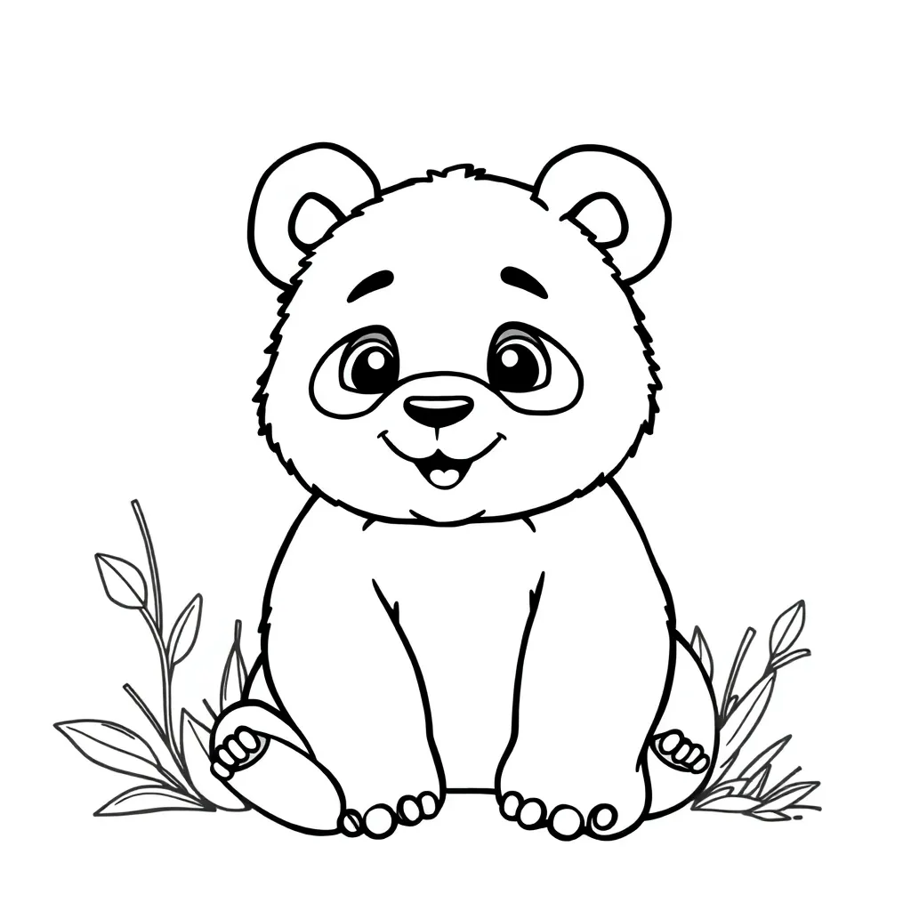 Panda Schattig Zwart Wit Dieren Natuur coloring page for children