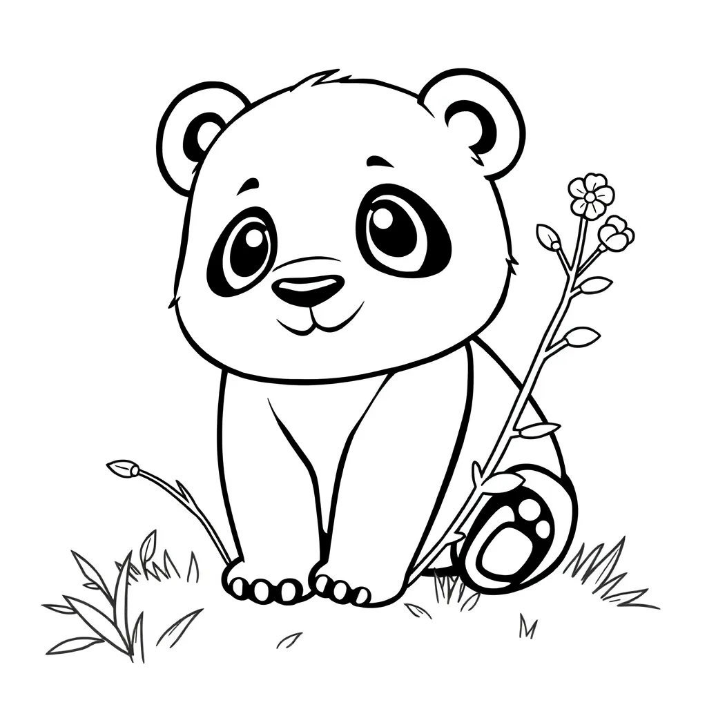 Panda Schattig Zwart Wit Natuur coloring page for children