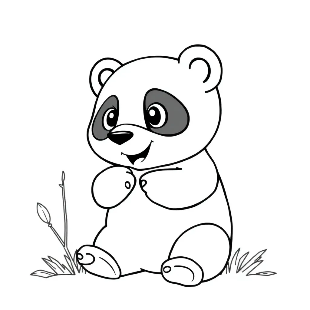 Panda Schattig Zwart Wit Natuur coloring page for children