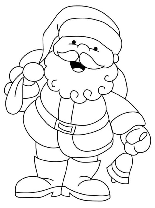 Papá Noel con campana coloring page for children