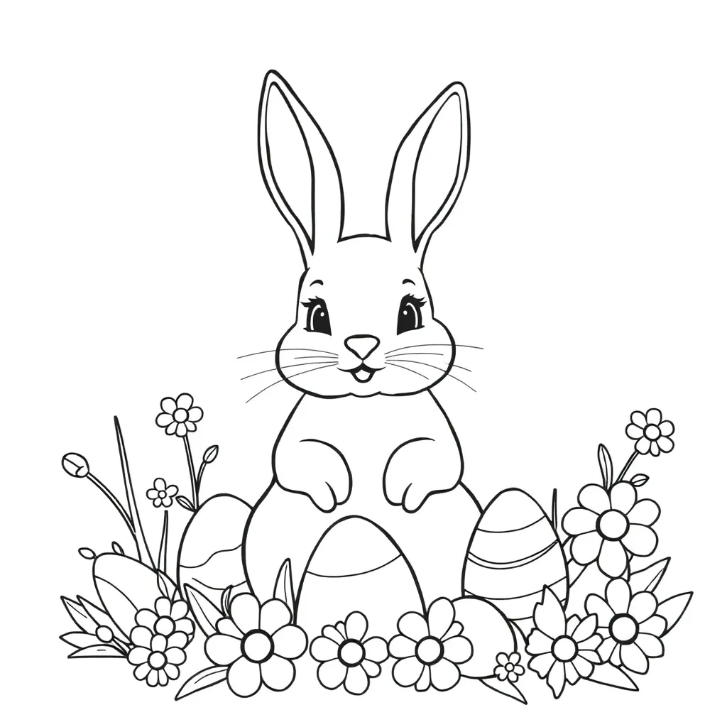 Pasen Eieren Lente Konijn Voorjaar coloring page for children