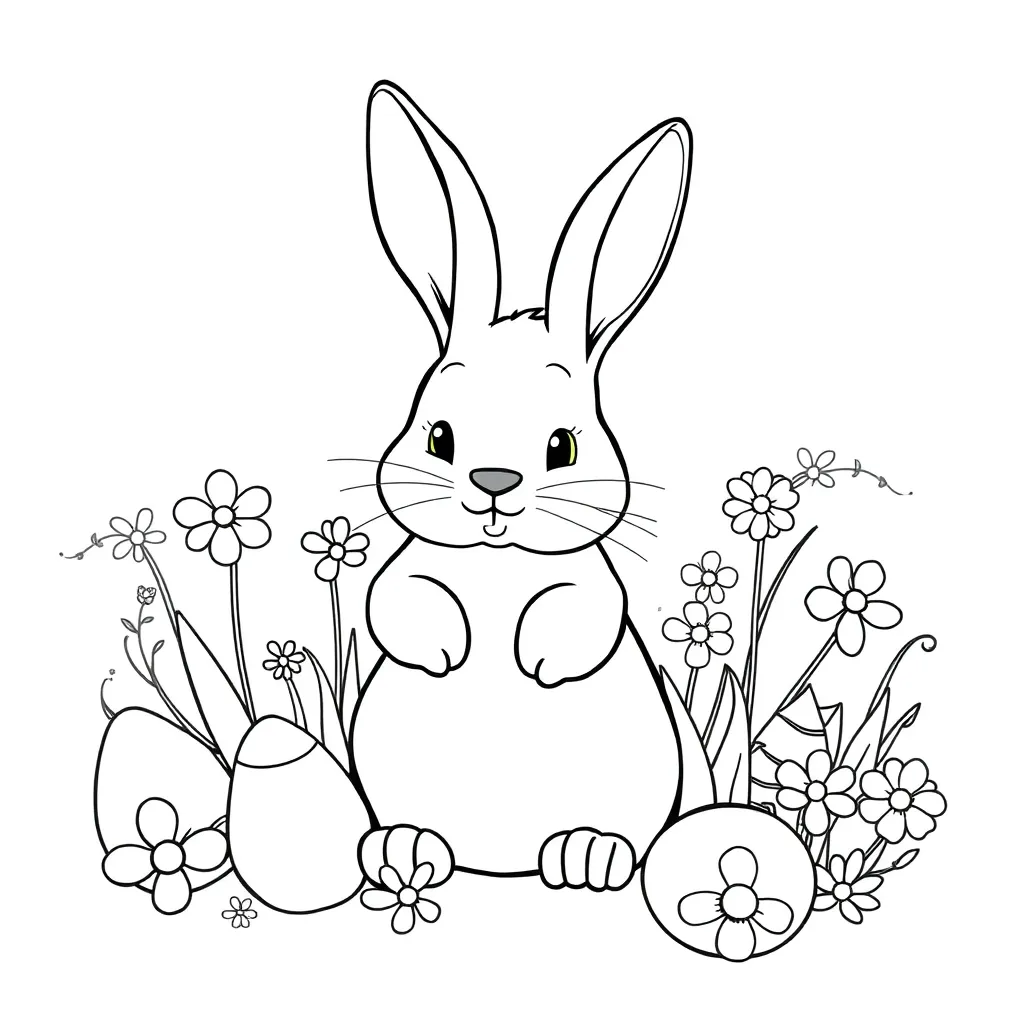 Pasen Eieren Lente Konijn Voorjaar coloring page for children