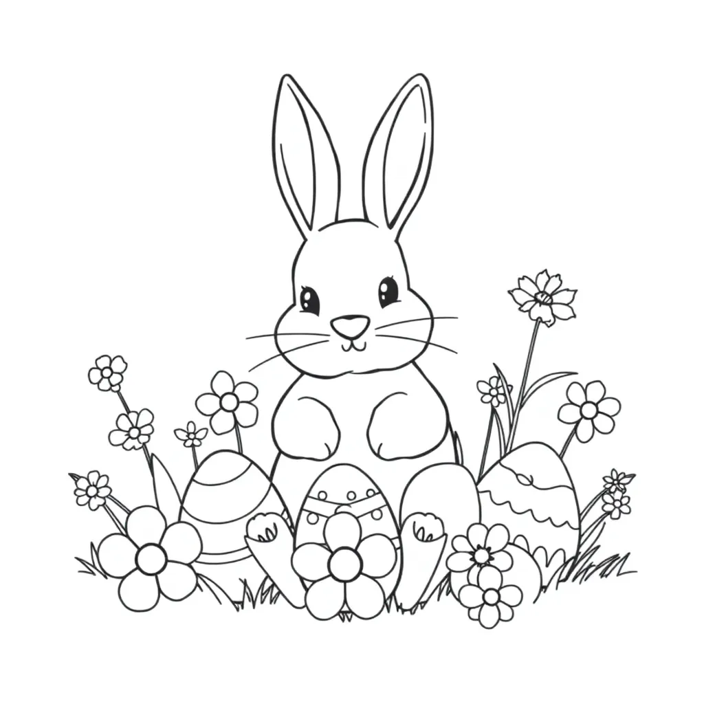 Pasen Eieren Lente Konijn Voorjaar coloring page for children
