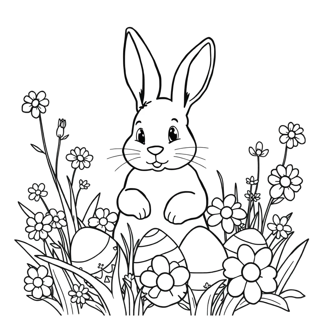 Pasen Lente Eieren Konijn Voorjaar coloring page for children