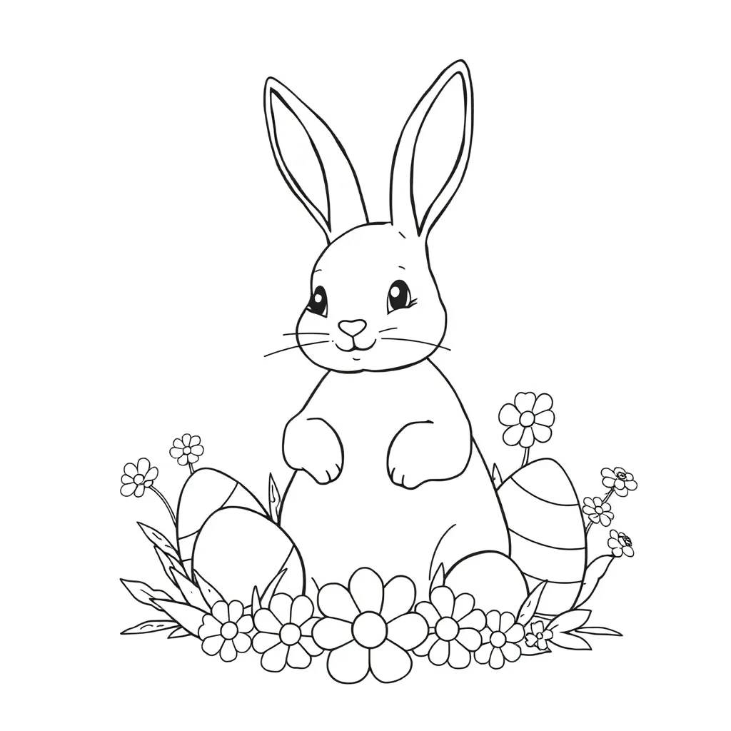 Pasen Lente Eieren Konijn Voorjaar coloring page for children