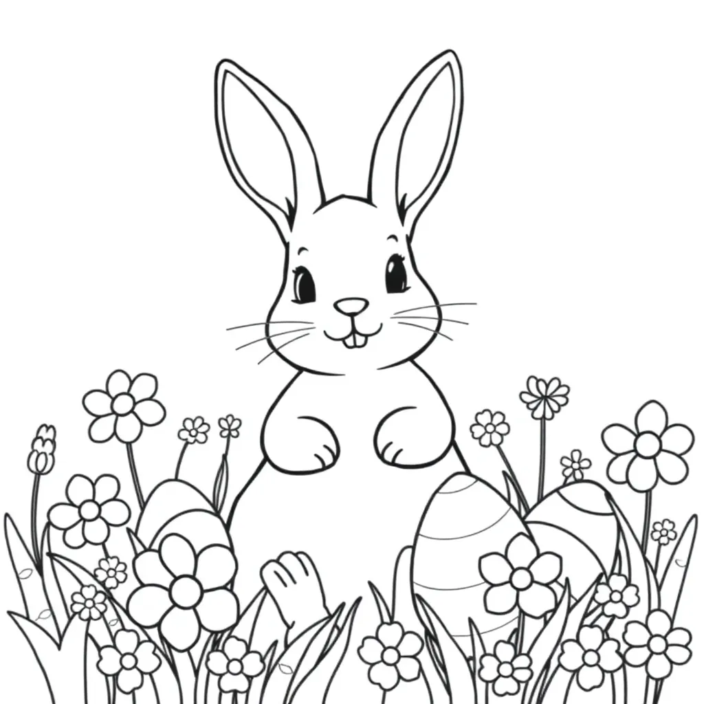 Pasen Lente Eieren Konijn Voorjaar coloring page for children
