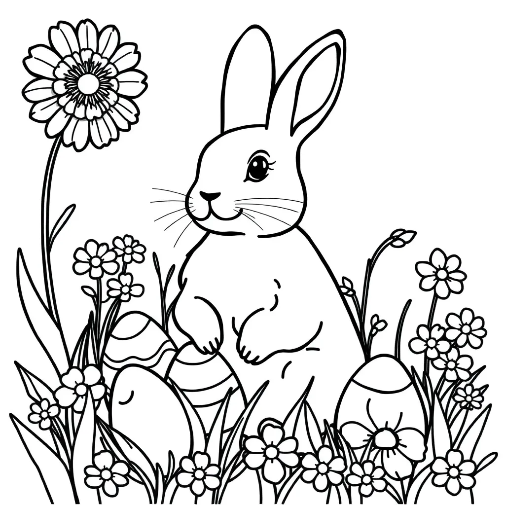Pasen Lente Eieren Kuikens Voorjaar coloring page for children