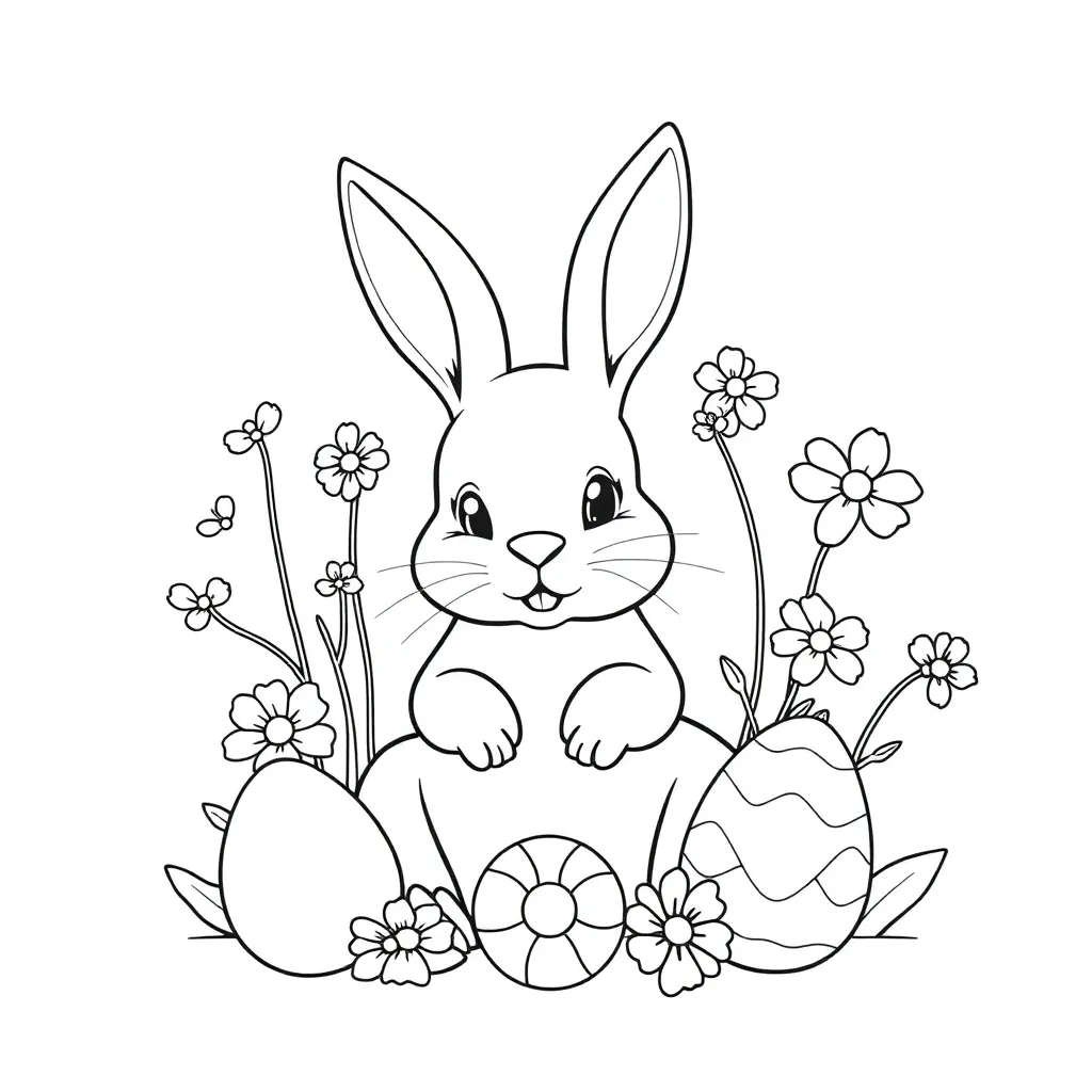 Pasen Lente Eieren Kuikens Voorjaar coloring page for children