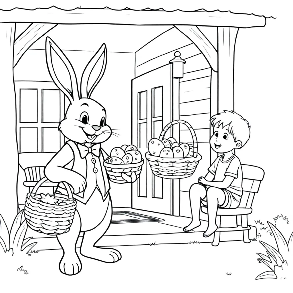 Pasen Vakantie Bungalow coloring page for children