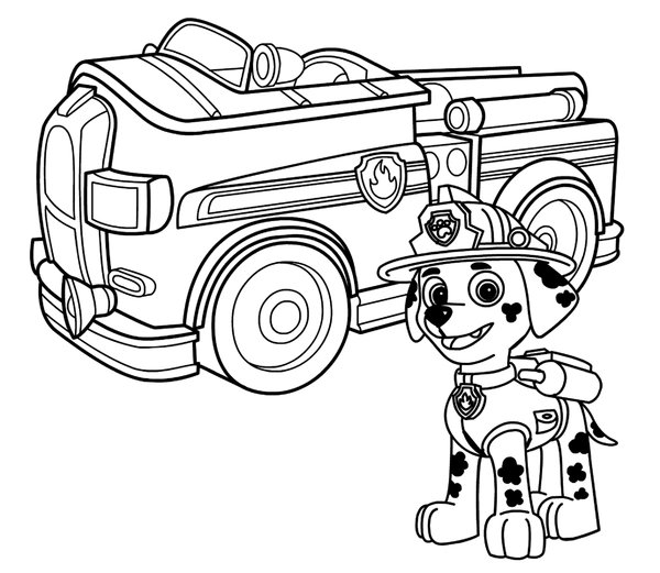 Malvorlage Paw Patrol Marshall Feuerwehrauto
