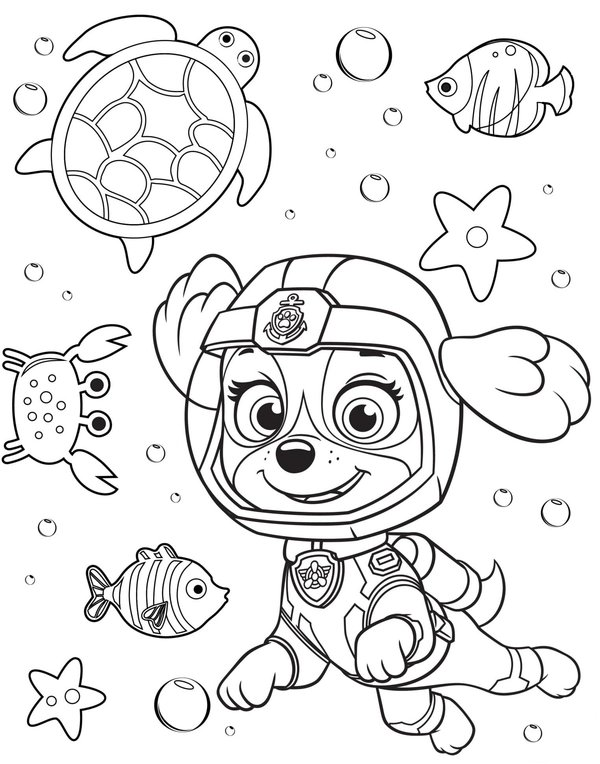 Pat Patrouille Skye Sous L Eau coloring page for children