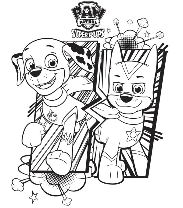 Pat Patrouille Super Pups coloring page for children