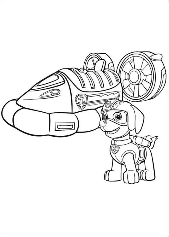 Paw Patrol Zuma Hovercraft coloring page for children