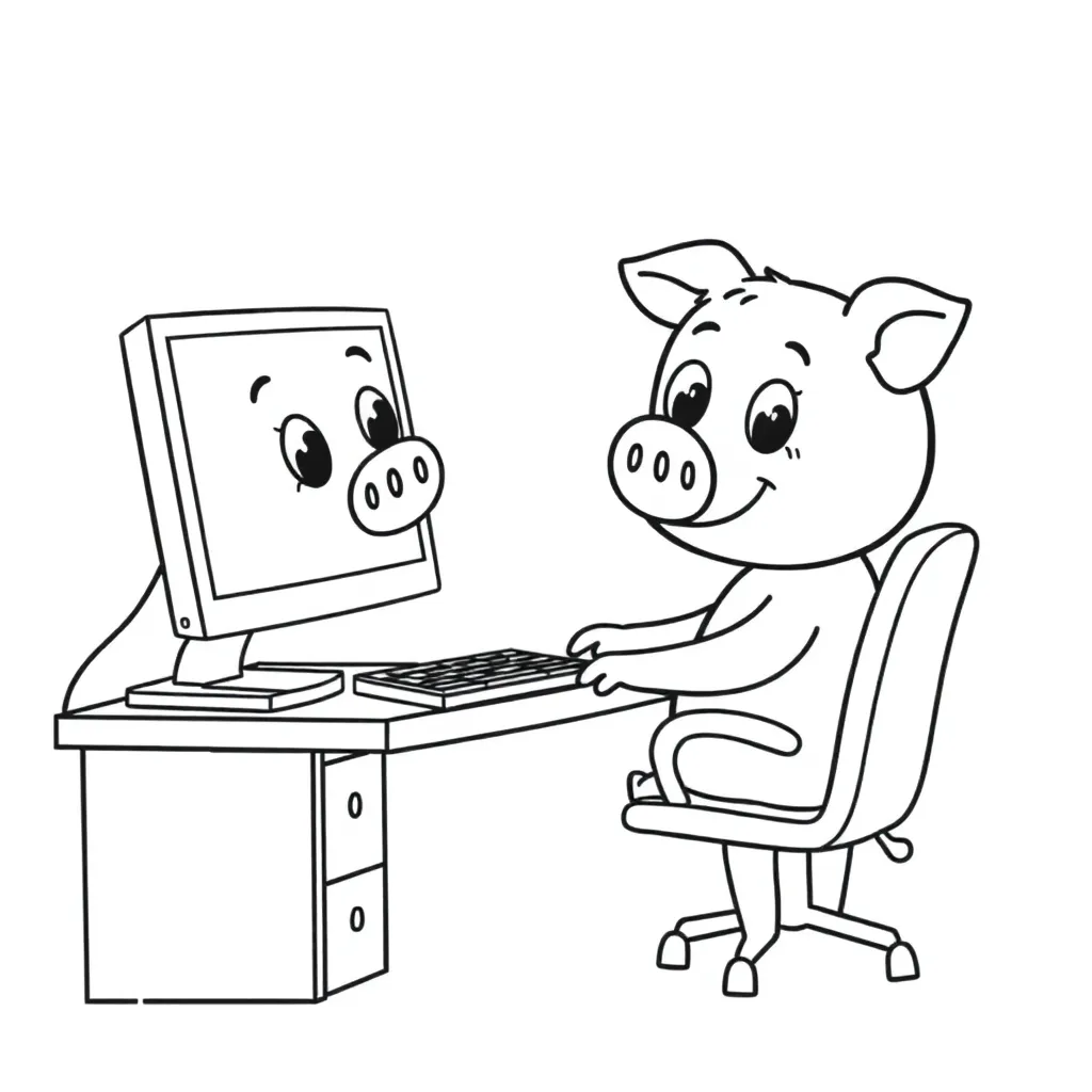 Peppa Pig Computer Tekenen Kinderen Vrolijk coloring page for children