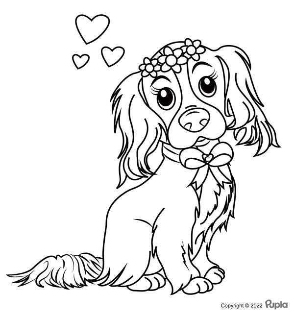 Perro Con Corazones coloring page for children