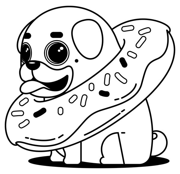Perro Mono Con Donut coloring page for children