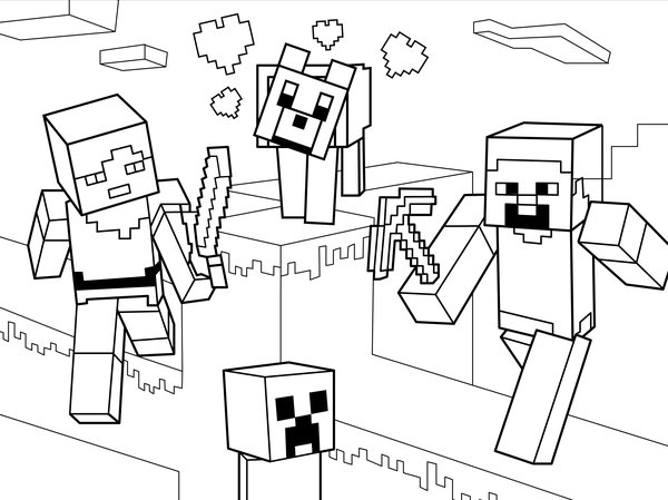 Personajes de Minecraft coloring page for children