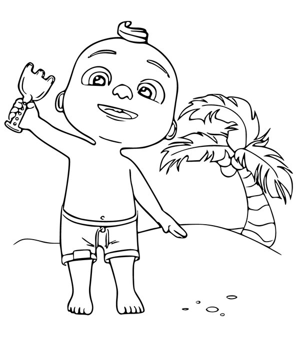 Petit Garcon D Ete Sur La Plage coloring page for children