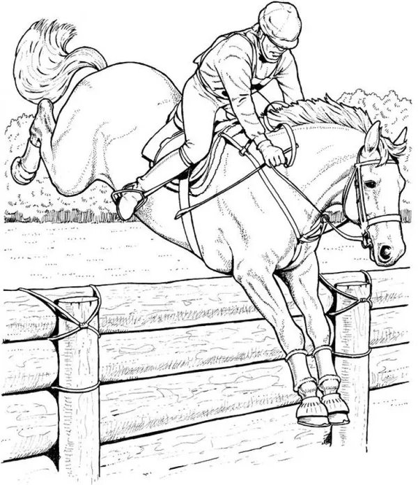 Pferdespringen coloring page for children