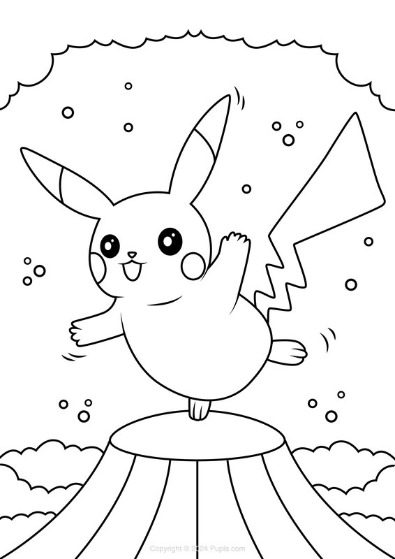 Feuille de coloriage Pikachu sur une patte