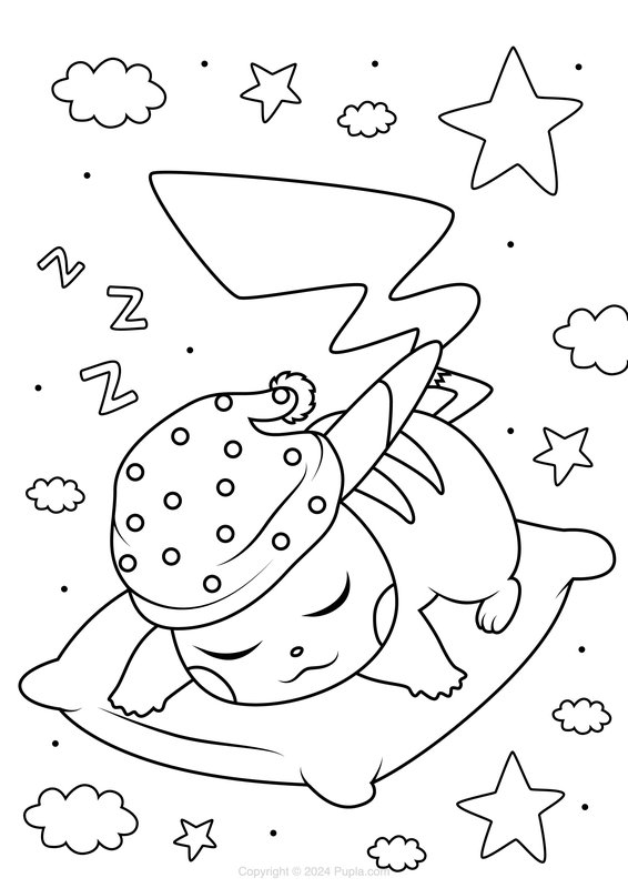 Pikachu Slaapt coloring page for children