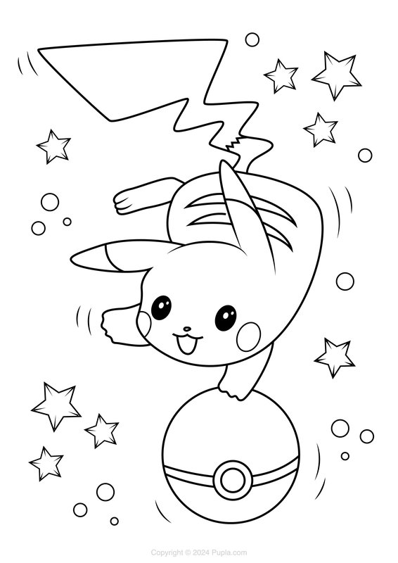 Pikachu tanzt coloring page for children