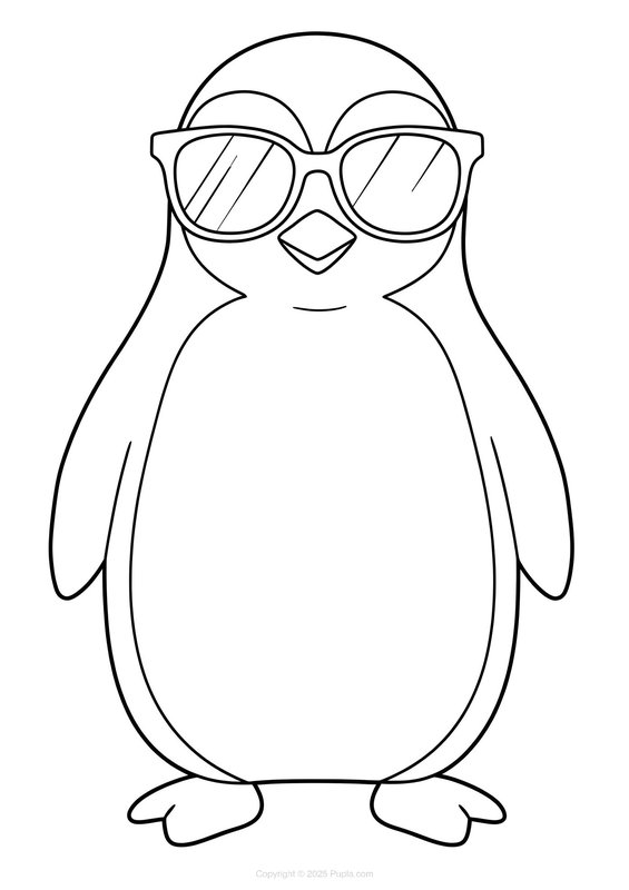 Pingouin Cool Portant Des Lunettes De Soleil coloring page for children