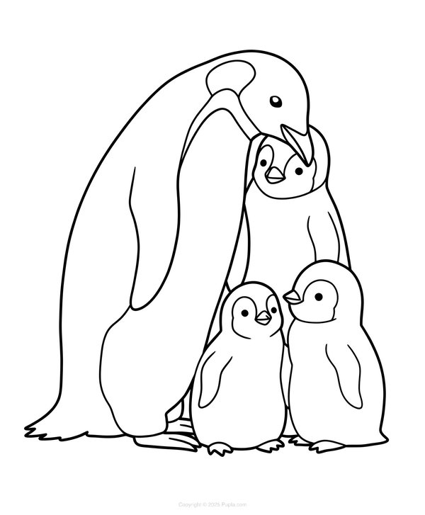 Pinguin-Familie coloring page for children