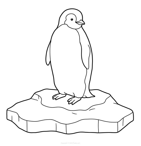 Pinguin stehend auf einer Eisscholle coloring page for children