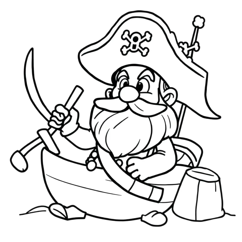 Piraten Schip Avontuur Zeerover Schat coloring page for children