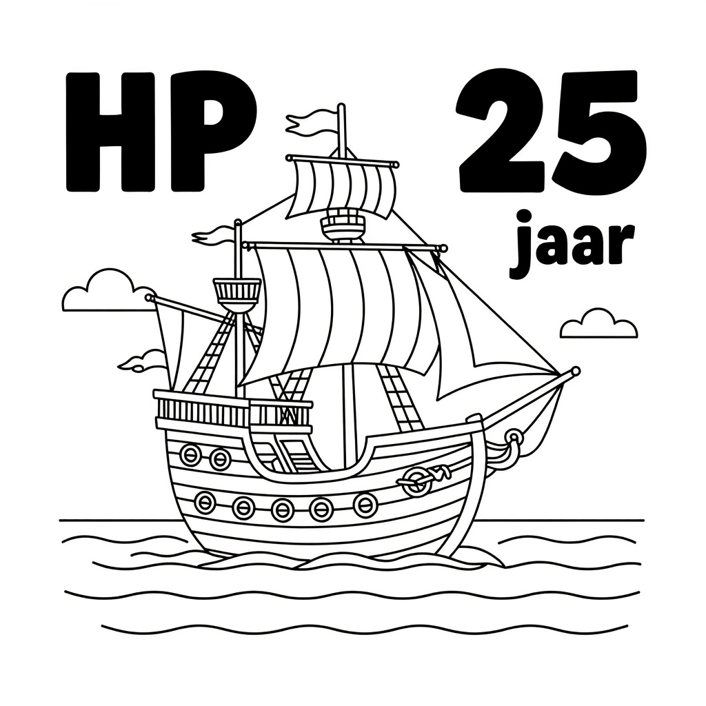 piratenschip op zee coloring page for children