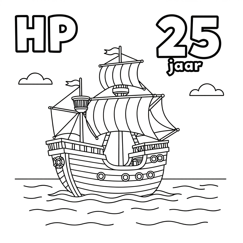piratenschip op zee coloring page for children