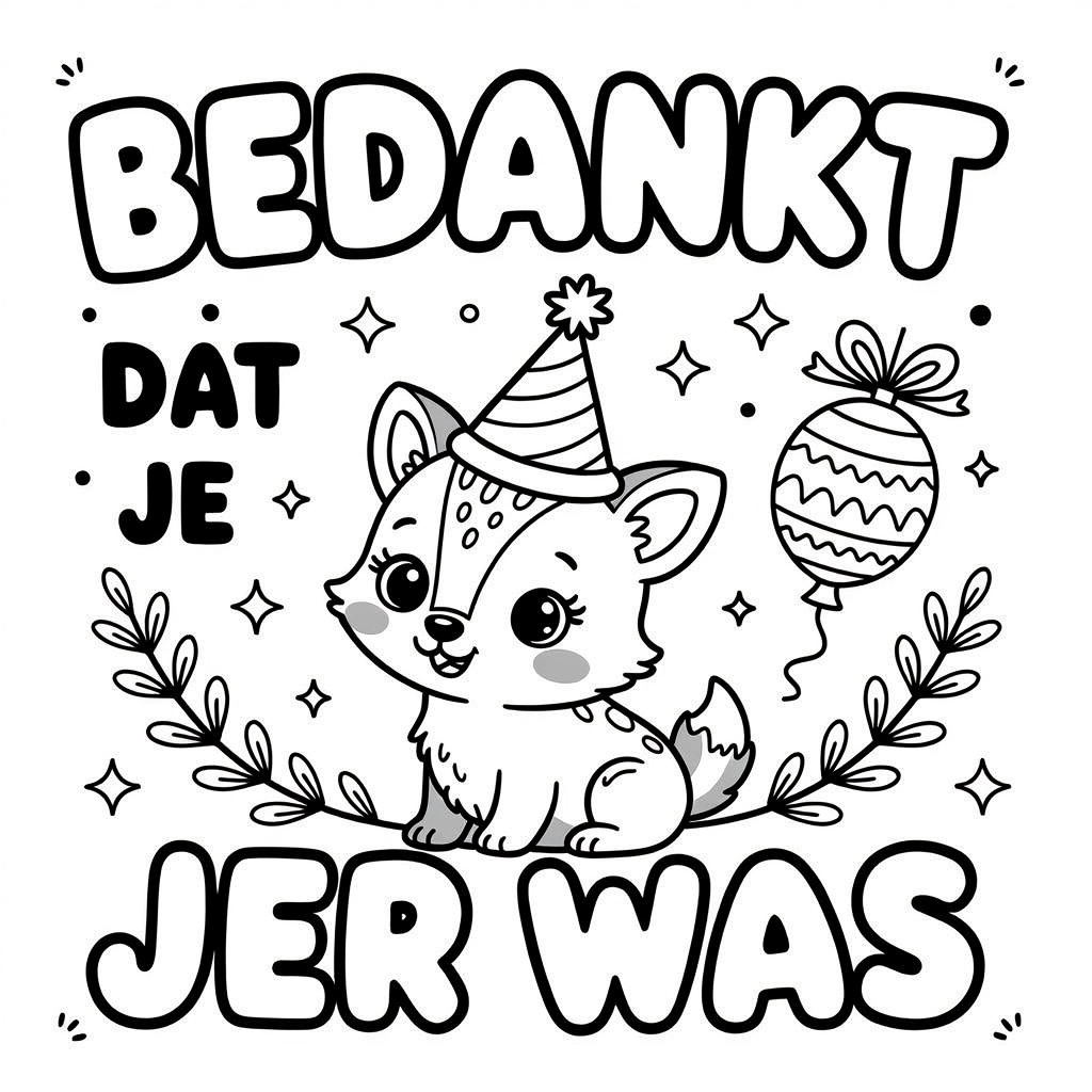 plaatje met feesthoedje coloring page for children