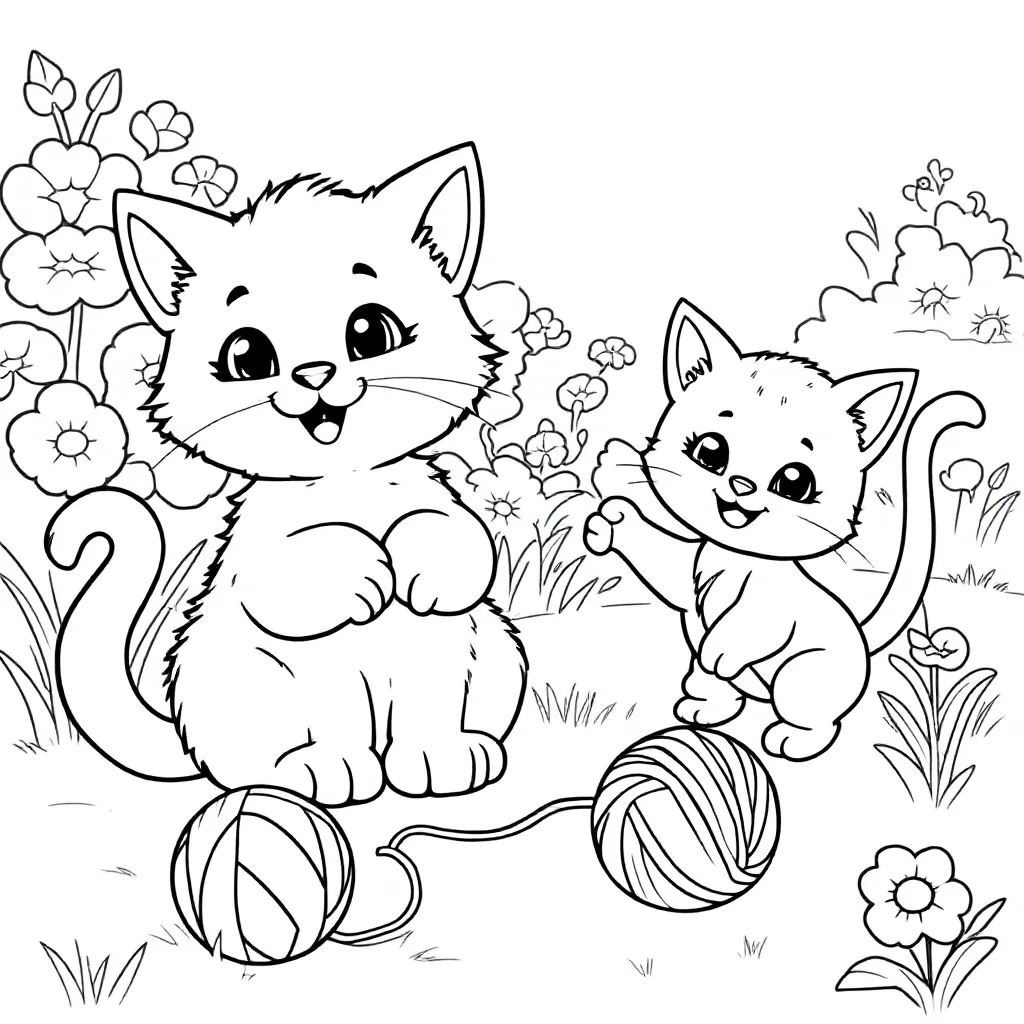 Feuille de coloriage gratuite Chatons Feuille de coloriage pour Enfants