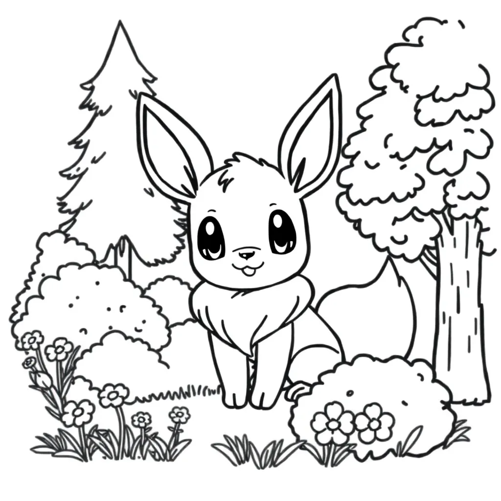 Pokemon Eevee Natuur Kindvriendelijk Creatief coloring page for children