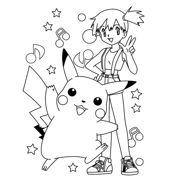 Pokemon Pikachu Et Misty coloring page for children